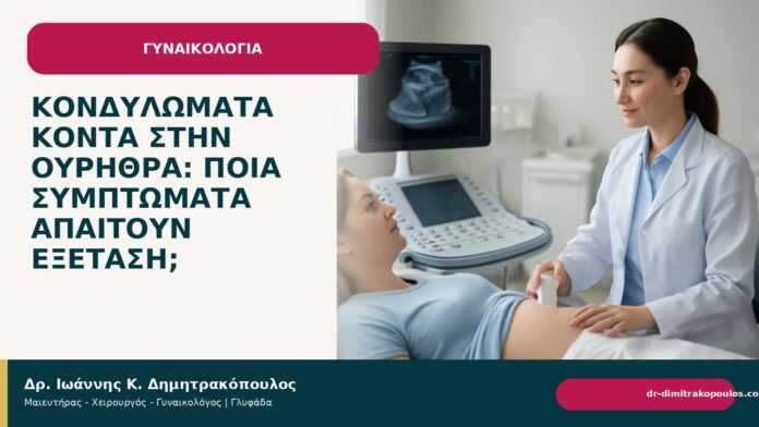 Κονδυλώματα κοντά στην ουρήθρα: ποια συμπτώματα απαιτούν εξέταση; Κονδυλώματα κοντά στην ουρήθρα: ποια συμπτώματα απαιτούν εξέταση; - Δρ. Ιωάννης Κ. Δημητρακόπουλος