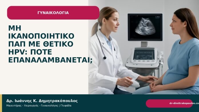 Μη ικανοποιητικό Παπ με θετικό HPV: πότε επαναλαμβάνεται; Μη ικανοποιητικό Παπ με θετικό HPV: πότε επαναλαμβάνεται; - Δρ. Ιωάννης Κ. Δημητρακόπουλος