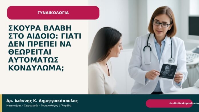 Σκούρα βλάβη στο αιδοίο: γιατί δεν πρέπει να θεωρείται αυτομάτως κονδύλωμα; - Δρ. Ιωάννης Κ. Δημητρακόπουλος