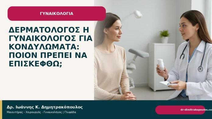 Δερματολόγος ή γυναικολόγος για κονδυλώματα: ποιον πρέπει να επισκεφθώ; Δερματολόγος ή γυναικολόγος για κονδυλώματα: ποιον πρέπει να επισκεφθώ; - Δρ. Ιωάννης Κ. Δημητρακόπουλος