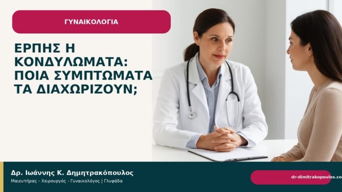 Έρπης ή κονδυλώματα: ποια συμπτώματα τα διαχωρίζουν; Έρπης ή κονδυλώματα: ποια συμπτώματα τα διαχωρίζουν; - Δρ. Ιωάννης Κ. Δημητρακόπουλος