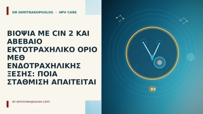 ΒΙΟΨΙΑ ΜΕ CIN 2 ΚΑΙ ΑΒΕΒΑΙΟ ΕΚΤΟΤΡΑΧΗΛΙΚΟ ΟΡΙΟ ΜΕΘ ΕΝΔΟΤΡΑΧΗΛΙΚΗΣ