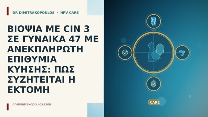 ΒΙΟΨΙΑ ΜΕ CIN 3 ΣΕ ΓΥΝΑΙΚΑ 47 ΜΕ ΑΝΕΚΠΛΗΡΩΤΗ ΕΠΙΘΥΜΙΑ ΚΥΗΣΗΣ: ΠΩΣ ΣΥΖΗΤΕΙΤΑΙ Η ΕΚΤΟΜΗ ΒΙΟΨΙΑ ΜΕ CIN 3 ΣΕ ΓΥΝΑΙΚΑ 47 ΜΕ ΑΝΕΚΠΛΗΡΩΤΗ ΕΠΙΘΥΜΙΑ
