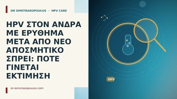 HPV ΣΤΟΝ ΑΝΔΡΑ ΜΕ ΕΡΥΘΗΜΑ ΜΕΤΑ ΑΠΟ ΝΕΟ ΑΠΟΣΜΗΤΙΚΟ ΣΠΡΕΪ: ΠΟΤΕ ΓΙΝΕΤΑΙ ΕΚΤΙΜΗΣΗ HPV ΣΤΟΝ ΑΝΔΡΑ ΜΕ ΕΡΥΘΗΜΑ ΜΕΤΑ ΑΠΟ ΝΕΟ ΑΠΟΣΜΗΤΙΚΟ ΣΠΡΕΪ: