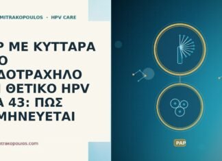 PAP ΜΕ ΚΥΤΤΑΡΑ ΑΠΟ ΕΝΔΟΤΡΑΧΗΛΟ ΚΑΙ ΘΕΤΙΚΟ HPV ΣΤΑ 43: