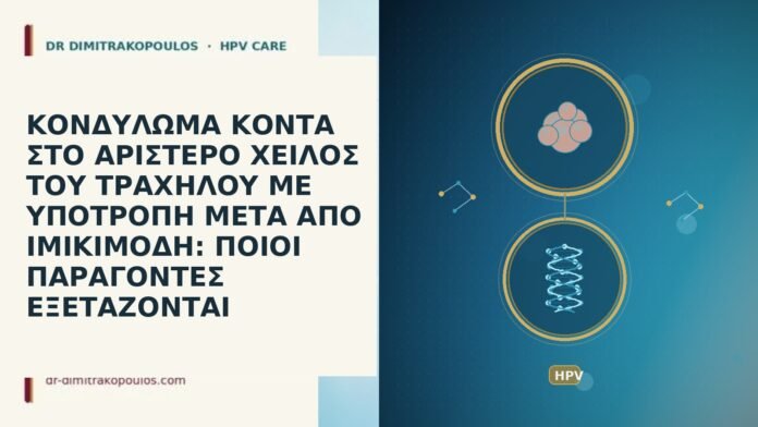 ΚΟΝΔΥΛΩΜΑ ΚΟΝΤΑ ΣΤΟ ΑΡΙΣΤΕΡΟ ΧΕΙΛΟΣ ΤΟΥ ΤΡΑΧΗΛΟΥ ΜΕ ΥΠΟΤΡΟΠΗ ΜΕΤΑ ΑΠΟ ΙΜΙΚΙΜΟΔΗ: ΠΟΙΟΙ ΠΑΡΑΓΟΝΤΕΣ ΕΞΕΤΑΖΟΝΤΑΙ ΚΟΝΔΥΛΩΜΑ ΚΟΝΤΑ ΣΤΟ ΑΡΙΣΤΕΡΟ ΧΕΙΛΟΣ ΤΟΥ ΤΡΑΧΗΛΟΥ ΜΕ ΥΠΟΤΡΟΠΗ ΜΕΤΑ