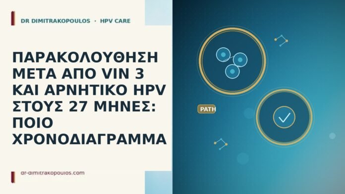 ΠΑΡΑΚΟΛΟΥΘΗΣΗ ΜΕΤΑ ΑΠΟ VIN 3 ΚΑΙ ΑΡΝΗΤΙΚΟ HPV ΣΤΟΥΣ 27 ΜΗΝΕΣ: ΠΟΙΟ ΧΡΟΝΟΔΙΑΓΡΑΜΜΑ ΠΑΡΑΚΟΛΟΥΘΗΣΗ ΜΕΤΑ ΑΠΟ VIN 3 ΚΑΙ ΑΡΝΗΤΙΚΟ HPV ΣΤΟΥΣ 27