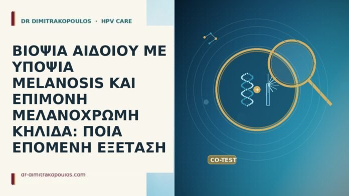 ΒΙΟΨΙΑ ΑΙΔΟΙΟΥ ΜΕ ΥΠΟΨΙΑ MELANOSIS ΚΑΙ ΕΠΙΜΟΝΗ ΜΕΛΑΝΟΧΡΩΜΗ ΚΗΛΙΔΑ: ΠΟΙΑ ΕΠΟΜΕΝΗ ΕΞΕΤΑΣΗ ΒΙΟΨΙΑ ΑΙΔΟΙΟΥ ΜΕ ΥΠΟΨΙΑ MELANOSIS ΚΑΙ ΕΠΙΜΟΝΗ ΜΕΛΑΝΟΧΡΩΜΗ ΚΗΛΙΔΑ: ΠΟΙΑ
