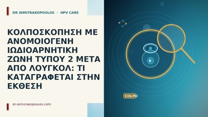 ΚΟΛΠΟΣΚΟΠΗΣΗ ΜΕ ΑΝΟΜΟΙΟΓΕΝΗ ΙΩΔΙΟΑΡΝΗΤΙΚΗ ΖΩΝΗ ΤΥΠΟΥ 2 ΜΕΤΑ ΑΠΟ ΛΟΥΓΚΟΛ: ΤΙ ΚΑΤΑΓΡΑΦΕΤΑΙ ΣΤΗΝ ΕΚΘΕΣΗ ΚΟΛΠΟΣΚΟΠΗΣΗ ΜΕ ΑΝΟΜΟΙΟΓΕΝΗ ΙΩΔΙΟΑΡΝΗΤΙΚΗ ΖΩΝΗ ΤΥΠΟΥ 2 ΜΕΤΑ ΑΠΟ ΛΟΥΓΚΟΛ: