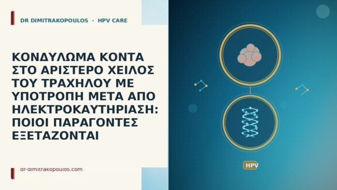 ΚΟΝΔΥΛΩΜΑ ΚΟΝΤΑ ΣΤΟ ΑΡΙΣΤΕΡΟ ΧΕΙΛΟΣ ΤΟΥ ΤΡΑΧΗΛΟΥ ΜΕ ΥΠΟΤΡΟΠΗ ΜΕΤΑ ΑΠΟ ΗΛΕΚΤΡΟΚΑΥΤΗΡΙΑΣΗ: ΠΟΙΟΙ ΠΑΡΑΓΟΝΤΕΣ ΕΞΕΤΑΖΟΝΤΑΙ ΚΟΝΔΥΛΩΜΑ ΚΟΝΤΑ ΣΤΟ ΑΡΙΣΤΕΡΟ ΧΕΙΛΟΣ ΤΟΥ ΤΡΑΧΗΛΟΥ ΜΕ ΥΠΟΤΡΟΠΗ ΜΕΤΑ