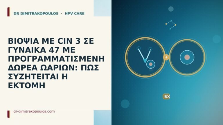 ΒΙΟΨΙΑ ΜΕ CIN 3 ΣΕ ΓΥΝΑΙΚΑ 47 ΜΕ ΠΡΟΓΡΑΜΜΑΤΙΣΜΕΝΗ ΔΩΡΕΑ