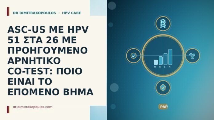 ASC-US ΜΕ HPV 51 ΣΤΑ 26 ΜΕ ΠΡΟΗΓΟΥΜΕΝΟ ΑΡΝΗΤΙΚΟ CO-TEST: ΠΟΙΟ ΕΙΝΑΙ ΤΟ ΕΠΟΜΕΝΟ ΒΗΜΑ ASC-US ΜΕ HPV 51 ΣΤΑ 26 ΜΕ ΠΡΟΗΓΟΥΜΕΝΟ ΑΡΝΗΤΙΚΟ CO-TEST: