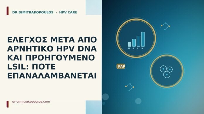 ΕΛΕΓΧΟΣ ΜΕΤΑ ΑΠΟ ΑΡΝΗΤΙΚΟ HPV DNA ΚΑΙ ΠΡΟΗΓΟΥΜΕΝΟ LSIL: ΠΟΤΕ