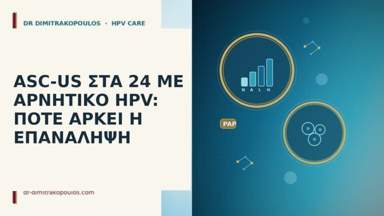 ASC-US ΣΤΑ 24 ΜΕ ΑΡΝΗΤΙΚΟ HPV: ΠΟΤΕ ΑΡΚΕΙ Η ΕΠΑΝΑΛΗΨΗ