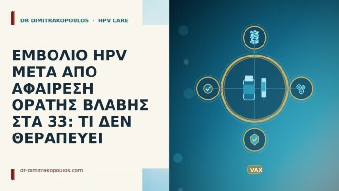 ΕΜΒΟΛΙΟ HPV ΜΕΤΑ ΑΠΟ ΑΦΑΙΡΕΣΗ ΟΡΑΤΗΣ ΒΛΑΒΗΣ ΣΤΑ 33: ΤΙ