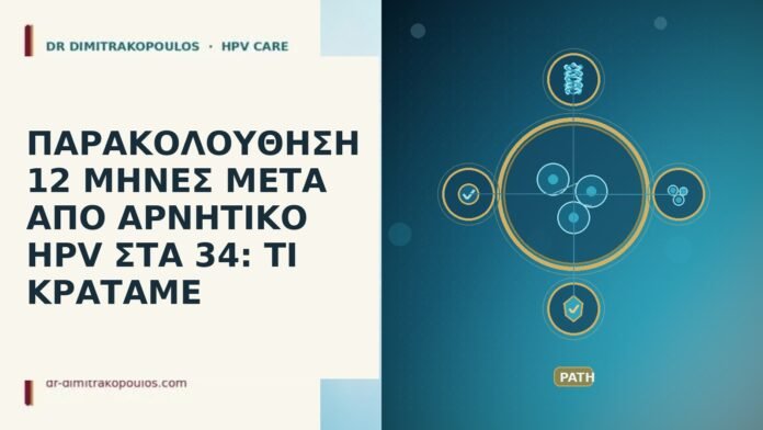 ΠΑΡΑΚΟΛΟΥΘΗΣΗ 12 ΜΗΝΕΣ ΜΕΤΑ ΑΠΟ ΑΡΝΗΤΙΚΟ HPV ΣΤΑ 34: ΤΙ ΚΡΑΤΑΜΕ ΠΑΡΑΚΟΛΟΥΘΗΣΗ 12 ΜΗΝΕΣ ΜΕΤΑ ΑΠΟ ΑΡΝΗΤΙΚΟ HPV ΣΤΑ 34: ΤΙ