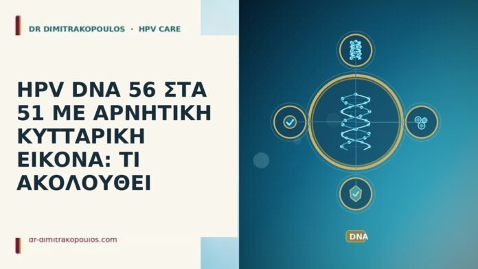 HPV DNA 56 ΣΤΑ 51 ΜΕ ΑΡΝΗΤΙΚΗ ΚΥΤΤΑΡΙΚΗ ΕΙΚΟΝΑ: ΤΙ ΑΚΟΛΟΥΘΕΙ HPV DNA 56 ΣΤΑ 51 ΜΕ ΑΡΝΗΤΙΚΗ ΚΥΤΤΑΡΙΚΗ ΕΙΚΟΝΑ: ΤΙ