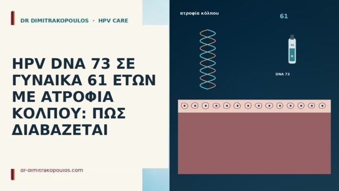 HPV DNA 73 ΣΕ ΓΥΝΑΙΚΑ 61 ΕΤΩΝ ΜΕ ΑΤΡΟΦΙΑ ΚΟΛΠΟΥ: ΠΩΣ ΔΙΑΒΑΖΕΤΑΙ HPV DNA 73 ΣΕ ΓΥΝΑΙΚΑ 61 ΕΤΩΝ ΜΕ ΑΤΡΟΦΙΑ ΚΟΛΠΟΥ: