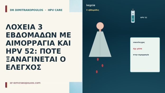 ΛΟΧΕΙΑ 3 ΕΒΔΟΜΑΔΩΝ ΜΕ ΑΙΜΟΡΡΑΓΙΑ ΚΑΙ HPV 52: ΠΟΤΕ ΞΑΝΑΓΙΝΕΤΑΙ
