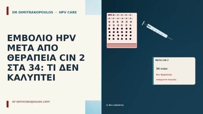 ΕΜΒΟΛΙΟ HPV ΜΕΤΑ ΑΠΟ ΘΕΡΑΠΕΙΑ CIN 2 ΣΤΑ 34: ΤΙ