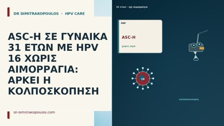 ASC-H ΣΕ ΓΥΝΑΙΚΑ 31 ΕΤΩΝ ΜΕ HPV 16 ΧΩΡΙΣ ΑΙΜΟΡΡΑΓΙΑ: