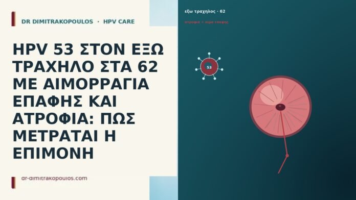 HPV 53 ΣΤΟΝ ΕΞΩ ΤΡΑΧΗΛΟ ΣΤΑ 62 ΜΕ ΑΙΜΟΡΡΑΓΙΑ ΕΠΑΦΗΣ ΚΑΙ ΑΤΡΟΦΙΑ: ΠΩΣ ΜΕΤΡΑΤΑΙ Η ΕΠΙΜΟΝΗ HPV 53 ΣΤΟΝ ΕΞΩ ΤΡΑΧΗΛΟ ΣΤΑ 62 ΜΕ ΑΙΜΟΡΡΑΓΙΑ ΕΠΑΦΗΣ