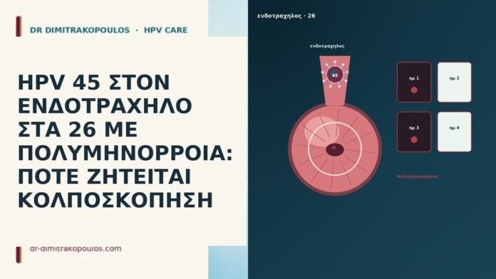 HPV 45 ΣΤΟΝ ΕΝΔΟΤΡΑΧΗΛΟ ΣΤΑ 26 ΜΕ ΠΟΛΥΜΗΝΟΡΡΟΙΑ: ΠΟΤΕ ΖΗΤΕΙΤΑΙ