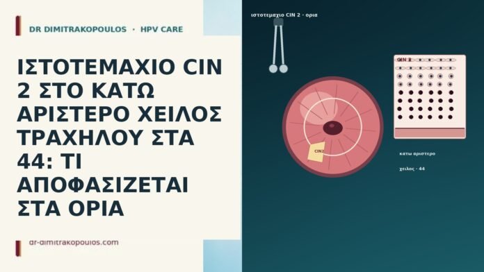 ΙΣΤΟΤΕΜΑΧΙΟ CIN 2 ΣΤΟ ΚΑΤΩ ΑΡΙΣΤΕΡΟ ΧΕΙΛΟΣ ΤΡΑΧΗΛΟΥ ΣΤΑ 44: ΤΙ ΑΠΟΦΑΣΙΖΕΤΑΙ ΣΤΑ ΟΡΙΑ ΙΣΤΟΤΕΜΑΧΙΟ CIN 2 ΣΤΟ ΚΑΤΩ ΑΡΙΣΤΕΡΟ ΧΕΙΛΟΣ ΤΡΑΧΗΛΟΥ ΣΤΑ 44: