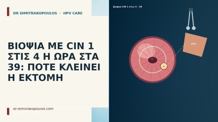 ΒΙΟΨΙΑ ΜΕ CIN 1 ΣΤΙΣ 4 Η ΩΡΑ ΣΤΑ 39: ΠΟΤΕ ΚΛΕΙΝΕΙ Η ΕΚΤΟΜΗ ΒΙΟΨΙΑ ΜΕ CIN 1 ΣΤΙΣ 4 Η ΩΡΑ ΣΤΑ 39: