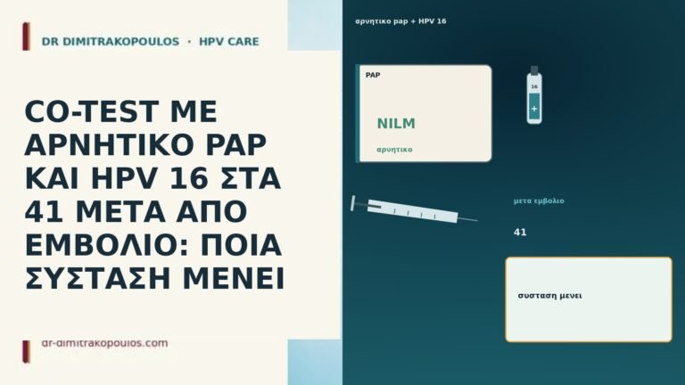 CO-TEST ΜΕ ΑΡΝΗΤΙΚΟ PAP ΚΑΙ HPV 16 ΣΤΑ 41 ΜΕΤΑ
