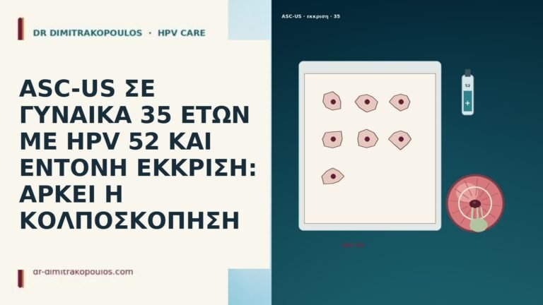 ASC-US ΣΕ ΓΥΝΑΙΚΑ 35 ΕΤΩΝ ΜΕ HPV 52 ΚΑΙ ΕΝΤΟΝΗ