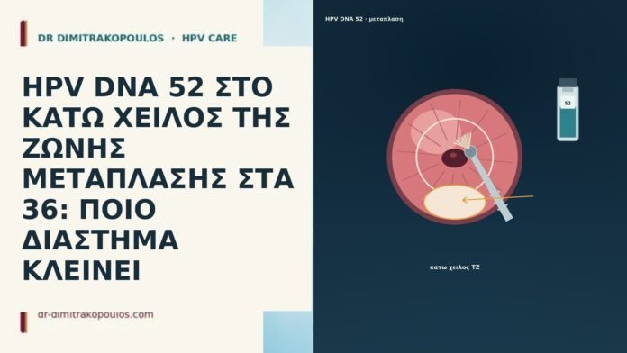 HPV DNA 52 ΣΤΟ ΚΑΤΩ ΧΕΙΛΟΣ ΤΗΣ ΖΩΝΗΣ ΜΕΤΑΠΛΑΣΗΣ ΣΤΑ 36: ΠΟΙΟ ΔΙΑΣΤΗΜΑ ΚΛΕΙΝΕΙ HPV DNA 52 ΣΤΟ ΚΑΤΩ ΧΕΙΛΟΣ ΤΗΣ ΖΩΝΗΣ ΜΕΤΑΠΛΑΣΗΣ ΣΤΑ