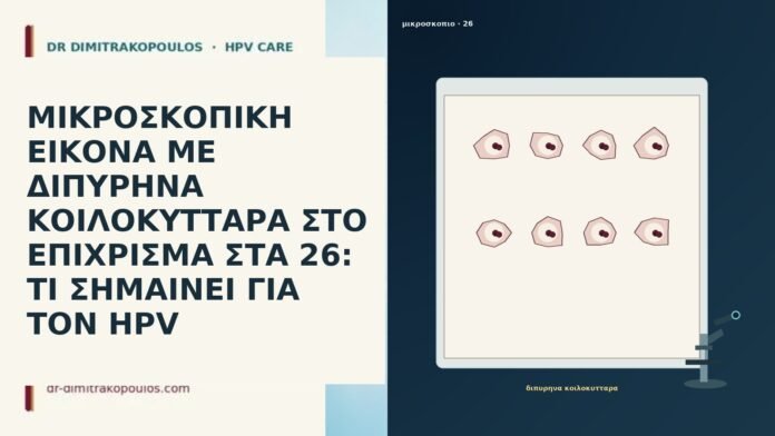 ΜΙΚΡΟΣΚΟΠΙΚΗ ΕΙΚΟΝΑ ΜΕ ΔΙΠΥΡΗΝΑ ΚΟΙΛΟΚΥΤΤΑΡΑ ΣΤΟ ΕΠΙΧΡΙΣΜΑ ΣΤΑ 26: ΤΙ ΣΗΜΑΙΝΕΙ ΓΙΑ ΤΟΝ HPV ΜΙΚΡΟΣΚΟΠΙΚΗ ΕΙΚΟΝΑ ΜΕ ΔΙΠΥΡΗΝΑ ΚΟΙΛΟΚΥΤΤΑΡΑ ΣΤΟ ΕΠΙΧΡΙΣΜΑ ΣΤΑ 26: ΤΙ