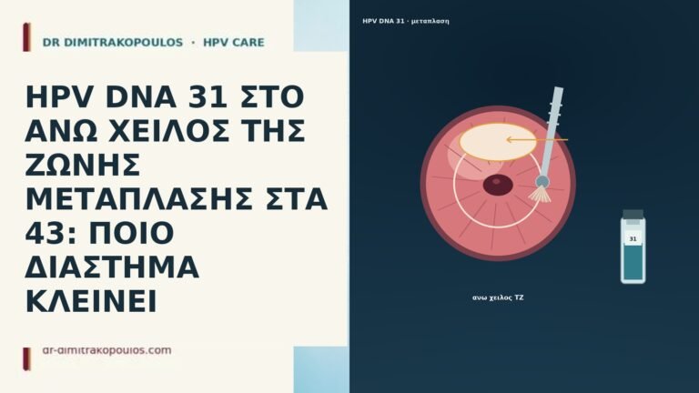 HPV DNA 31 ΣΤΟ ΑΝΩ ΧΕΙΛΟΣ ΤΗΣ ΖΩΝΗΣ ΜΕΤΑΠΛΑΣΗΣ ΣΤΑ