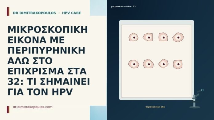 ΜΙΚΡΟΣΚΟΠΙΚΗ ΕΙΚΟΝΑ ΜΕ ΠΕΡΙΠΥΡΗΝΙΚΗ ΑΛΩ ΣΤΟ ΕΠΙΧΡΙΣΜΑ ΣΤΑ 32: ΤΙ ΣΗΜΑΙΝΕΙ ΓΙΑ ΤΟΝ HPV ΜΙΚΡΟΣΚΟΠΙΚΗ ΕΙΚΟΝΑ ΜΕ ΠΕΡΙΠΥΡΗΝΙΚΗ ΑΛΩ ΣΤΟ ΕΠΙΧΡΙΣΜΑ ΣΤΑ 32: ΤΙ