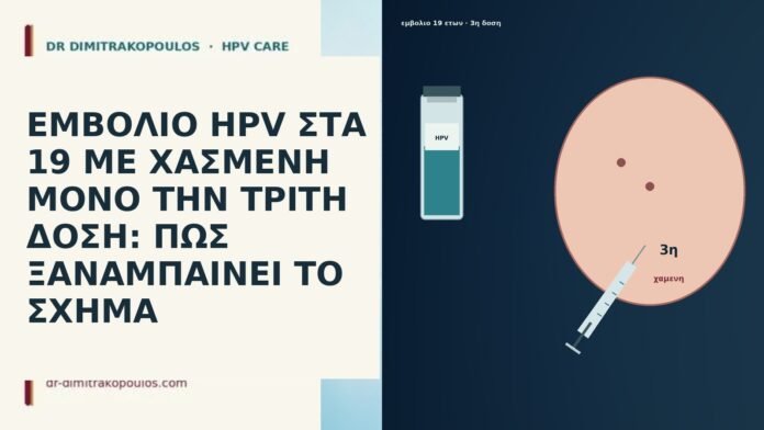 ΕΜΒΟΛΙΟ HPV ΣΤΑ 19 ΜΕ ΧΑΣΜΕΝΗ ΜΟΝΟ ΤΗΝ ΤΡΙΤΗ ΔΟΣΗ: