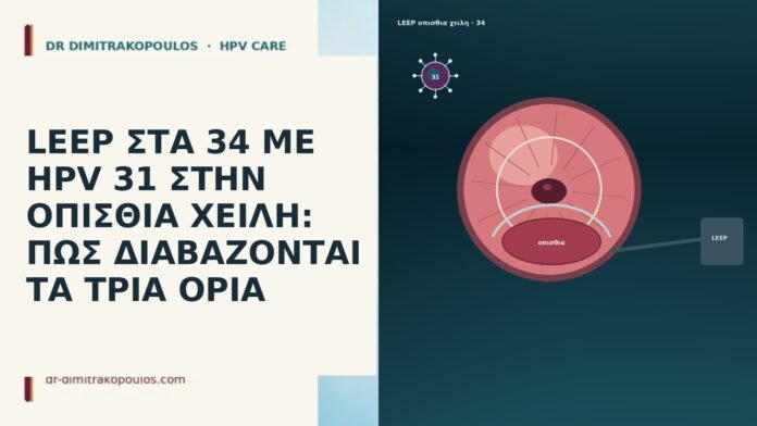LEEP ΣΤΑ 34 ΜΕ HPV 31 ΣΤΗΝ ΟΠΙΣΘΙΑ ΧΕΙΛΗ: ΠΩΣ ΔΙΑΒΑΖΟΝΤΑΙ ΤΑ ΤΡΙΑ ΟΡΙΑ LEEP ΣΤΑ 34 ΜΕ HPV 31 ΣΤΗΝ ΟΠΙΣΘΙΑ ΧΕΙΛΗ: ΠΩΣ
