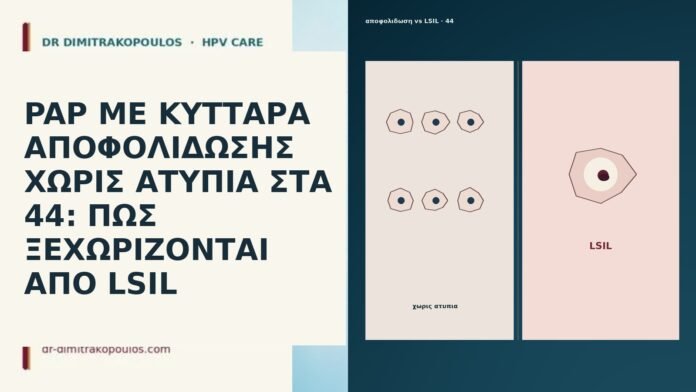 PAP ΜΕ ΚΥΤΤΑΡΑ ΑΠΟΦΟΛΙΔΩΣΗΣ ΧΩΡΙΣ ΑΤΥΠΙΑ ΣΤΑ 44: ΠΩΣ ΞΕΧΩΡΙΖΟΝΤΑΙ ΑΠΟ LSIL PAP ΜΕ ΚΥΤΤΑΡΑ ΑΠΟΦΟΛΙΔΩΣΗΣ ΧΩΡΙΣ ΑΤΥΠΙΑ ΣΤΑ 44: ΠΩΣ ΞΕΧΩΡΙΖΟΝΤΑΙ