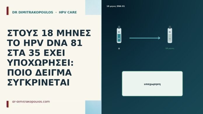 ΣΤΟΥΣ 18 ΜΗΝΕΣ ΤΟ HPV DNA 81 ΣΤΑ 35 ΕΧΕΙ ΥΠΟΧΩΡΗΣΕΙ: ΠΟΙΟ ΔΕΙΓΜΑ ΣΥΓΚΡΙΝΕΤΑΙ ΣΤΟΥΣ 18 ΜΗΝΕΣ ΤΟ HPV DNA 81 ΣΤΑ 35 ΕΧΕΙ