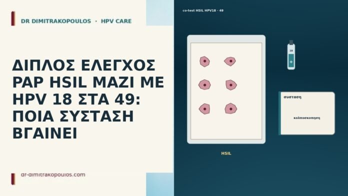 ΔΙΠΛΟΣ ΕΛΕΓΧΟΣ PAP HSIL ΜΑΖΙ ΜΕ HPV 18 ΣΤΑ 49: ΠΟΙΑ ΣΥΣΤΑΣΗ ΒΓΑΙΝΕΙ ΔΙΠΛΟΣ ΕΛΕΓΧΟΣ PAP HSIL ΜΑΖΙ ΜΕ HPV 18 ΣΤΑ 49: