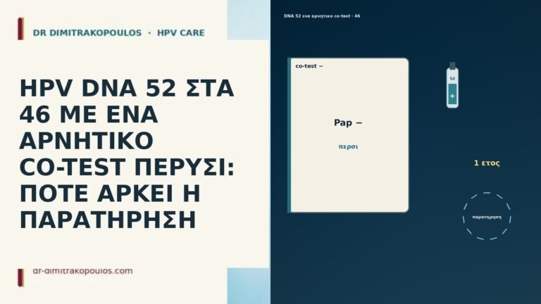 HPV DNA 52 ΣΤΑ 46 ΜΕ ΕΝΑ ΑΡΝΗΤΙΚΟ CO-TEST ΠΕΡΥΣΙ: