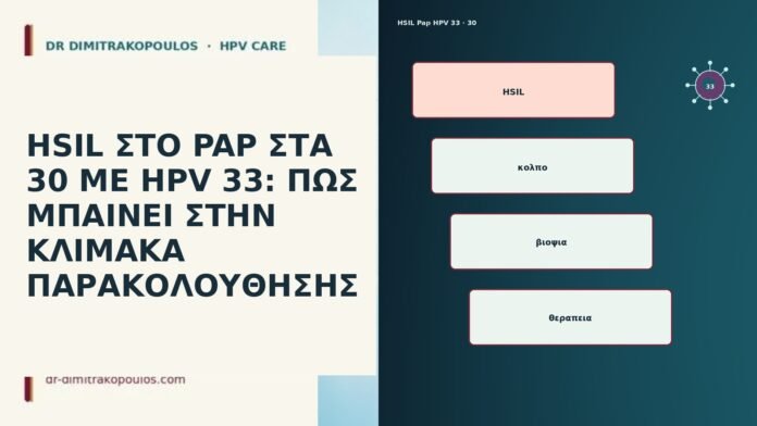 HSIL ΣΤΟ PAP ΣΤΑ 30 ΜΕ HPV 33: ΠΩΣ ΜΠΑΙΝΕΙ ΣΤΗΝ ΚΛΙΜΑΚΑ ΠΑΡΑΚΟΛΟΥΘΗΣΗΣ HSIL ΣΤΟ PAP ΣΤΑ 30 ΜΕ HPV 33: ΠΩΣ ΜΠΑΙΝΕΙ