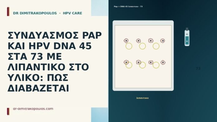 ΣΥΝΔΥΑΣΜΟΣ PAP ΚΑΙ HPV DNA 45 ΣΤΑ 73 ΜΕ ΛΙΠΑΝΤΙΚΟ ΣΤΟ ΥΛΙΚΟ: ΠΩΣ ΔΙΑΒΑΖΕΤΑΙ ΣΥΝΔΥΑΣΜΟΣ PAP ΚΑΙ HPV DNA 45 ΣΤΑ 73 ΜΕ ΛΙΠΑΝΤΙΚΟ