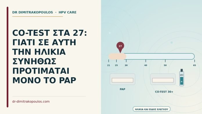 CO-TEST ΣΤΑ 27: ΓΙΑΤΙ ΣΕ ΑΥΤΗ ΤΗΝ ΗΛΙΚΙΑ ΣΥΝΗΘΩΣ ΠΡΟΤΙΜΑΤΑΙ ΜΟΝΟ ΤΟ PAP co-test κάτω από τα 30