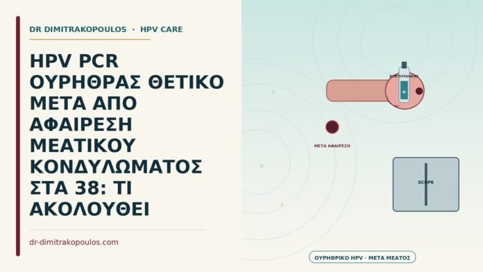 HPV PCR ΟΥΡΗΘΡΑΣ ΘΕΤΙΚΟ ΜΕΤΑ ΑΠΟ ΑΦΑΙΡΕΣΗ ΜΕΑΤΙΚΟΥ ΚΟΝΔΥΛΩΜΑΤΟΣ ΣΤΑ 38: ΤΙ ΑΚΟΛΟΥΘΕΙ ουρηθρικό HPV μετά από μεατικό κονδύλωμα