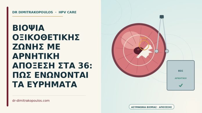 ΒΙΟΨΙΑ ΟΞΙΚΟΘΕΤΙΚΗΣ ΖΩΝΗΣ ΜΕ ΑΡΝΗΤΙΚΗ ΑΠΟΞΕΣΗ ΣΤΑ 36: ΠΩΣ ΕΝΩΝΟΝΤΑΙ ΤΑ ΕΥΡΗΜΑΤΑ ασυμφωνία βιοψίας και απόξεσης