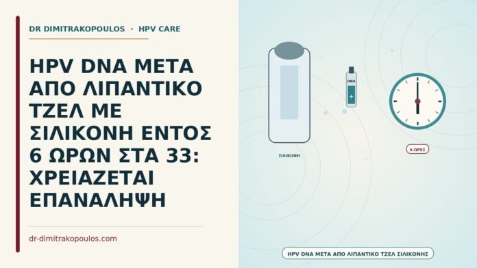 HPV DNA ΜΕΤΑ ΑΠΟ ΛΙΠΑΝΤΙΚΟ ΤΖΕΛ ΜΕ ΣΙΛΙΚΟΝΗ ΕΝΤΟΣ 6 ΩΡΩΝ ΣΤΑ 33: ΧΡΕΙΑΖΕΤΑΙ ΕΠΑΝΑΛΗΨΗ HPV DNA μετά από λιπαντικό τζελ σιλικόνης