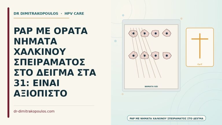 Παπ με νήματα χάλκινου σπειράματος στο δείγμα