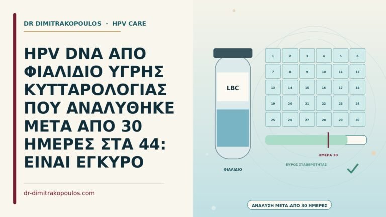 HPV DNA από φιαλίδιο υγρής κυτταρολογίας μετά από 30 ημέρες