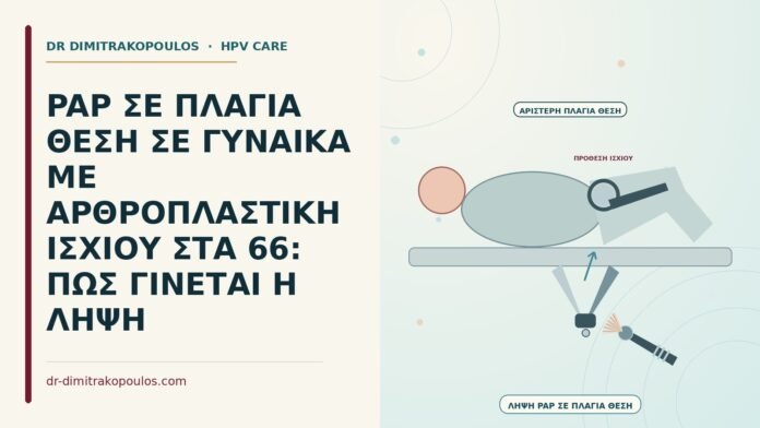 PAP ΣΕ ΠΛΑΓΙΑ ΘΕΣΗ ΣΕ ΓΥΝΑΙΚΑ ΜΕ ΑΡΘΡΟΠΛΑΣΤΙΚΗ ΙΣΧΙΟΥ ΣΤΑ 66: ΠΩΣ ΓΙΝΕΤΑΙ Η ΛΗΨΗ Παπ σε πλάγια θέση μετά από αρθροπλαστική ισχίου